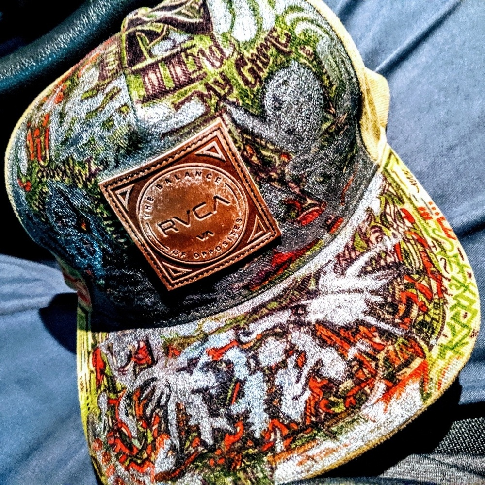 RVCA flatbill snapback ****custom artwork by JD***